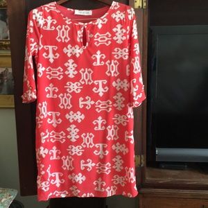 Coral fully lined shift dress